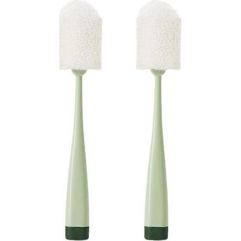 Brosse à biberon à long manche, conçue pour nettoyer les biberons, les gobelets et les tasses à bec - Peinture verte (1/5)