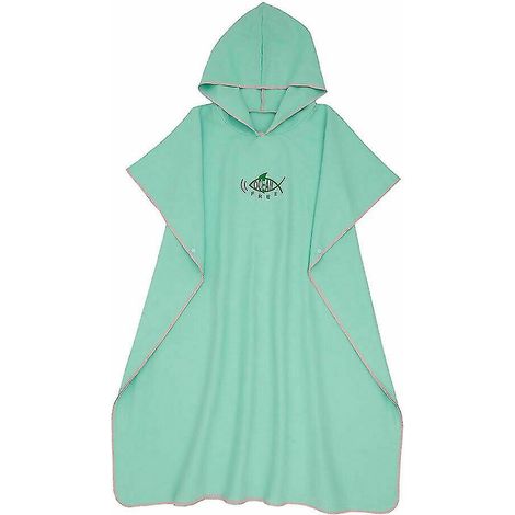 Poncho de plage unisexe à capuche verte (1/3)