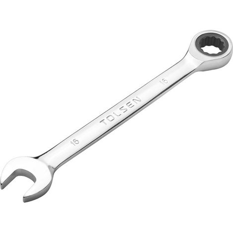 TOLSEN 9-mm-Ratschen-Ringmaulschlüssel, Chrom-Vanadium-Stahl, Chrom- und Satin-Finish