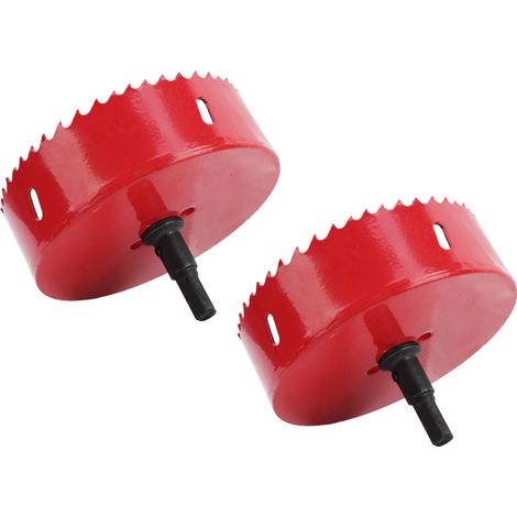 Ensemble 2 scies cloches bimétalliques pour percer tôle aluminium PVC fer, ouverture 120-165 mm (115 mm), kit professionnel (1/5)