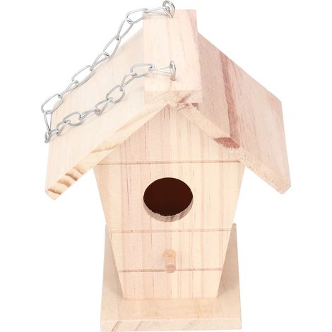 Nichoir, cage à oiseaux en bois non peint, décoration de jardin, terrasse ou balcon pour l'observation des oiseaux (1/5)
