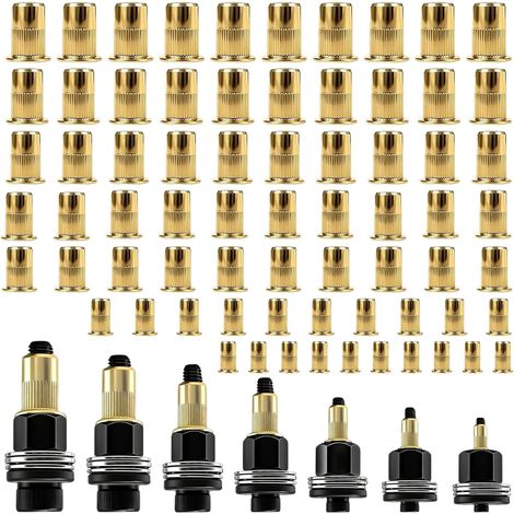 7 Pcs Hand Rivet Head Nuts Threaded Insert Metal with 70 Nuts for M3, M4, M5, M6, M8, M10, M12 Riveter Pliers, Manual Riveters (7 Sizes) (1/5)
