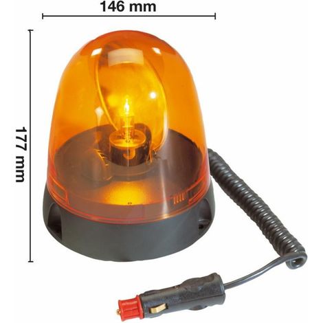Gyrophare orange série One allume cigare 12/24 V base plate magnétique