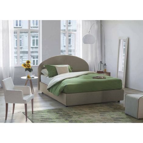 Talamo Italia Cama matrimonial Cora, Cama contenedor con revestimiento de tela, 100% Made in Italy, Apertura frontal, con colchón 160x190 cm incluido, Tórtola, con embalaje reforzado (1/5)