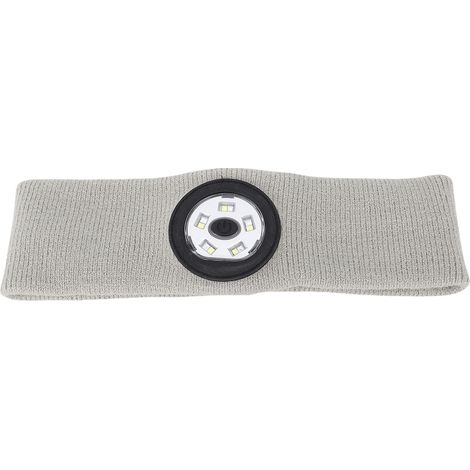 Bandeau LED anti-transpiration lumineux pour le sport, idéal pour la course à pied et le fitness en extérieur (gris et blanc). (1/5)
