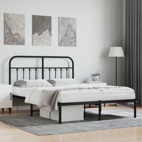 Bettgestell mit Kopfteil Metall Schwarz 140x200 cm vidaXL (1/5)