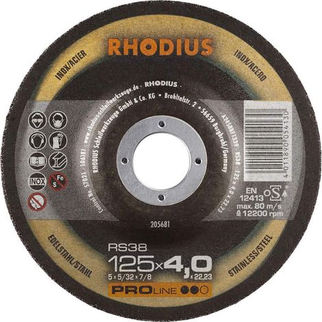 Rhodius RS38 disco para desbarbar acero inoxidable duradero