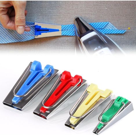 4 Pièces Appareils à Biais,Outils de Couture Pour Biais,Bias Tape Maker,Tape Maker pour Fabriquer Largeur 6mm 9mm 12mm 18mm 25mm,Bandes de Tissus de Tailles Différentes pour Fabriquer Largeur (1/5)