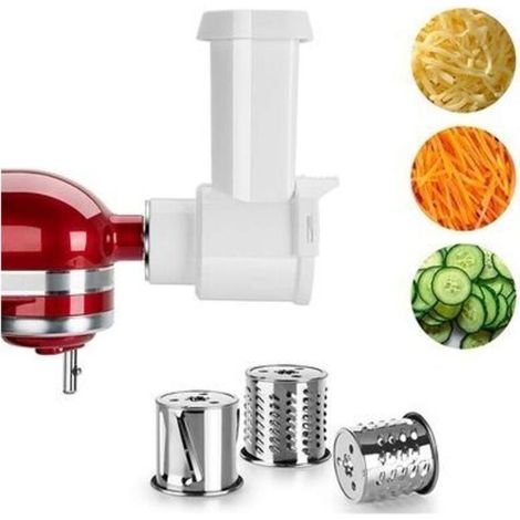 Accessoire de Trancheuse de légumes pour Robot Pâtissier, Râpe à Fromage, Râpe à Légumes avec 3 Lames en Acier Inoxydable,Accessoire de Râpe Coupe-légumes (1/5)