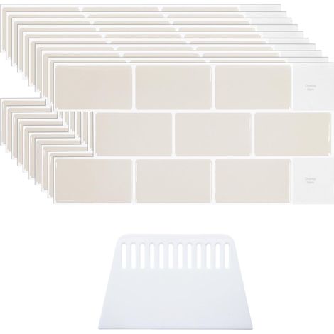 10 Pièces Stickes Caelage Cuisine, Stickes Adhésive Caelage Beige Cedence Adhesive pou Cuisine pou Cuisine, Chambe à Couche, Décoation de la Maison 30,5 15,3 cm, Beige (1/4)