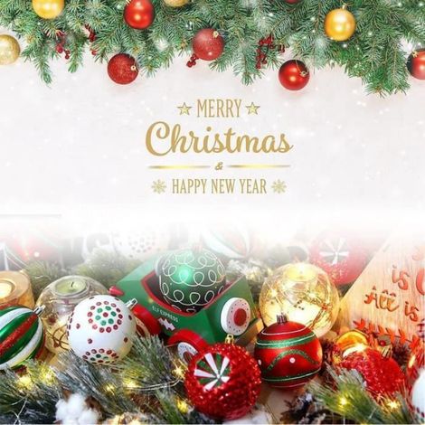 Lot de 30 boules de Noël rouges et vertes 60 mm en plastique avec crochet de suspension Boules de Noël en plastique incassabl [W569] (1/4)