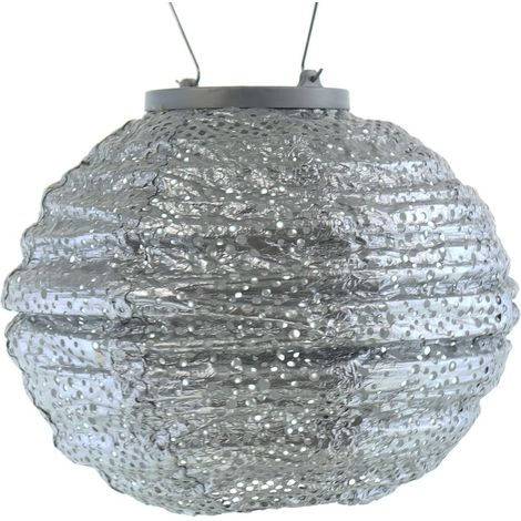LUMIZ Lampion Solarlampe Round 20 Topaze Silver silberfarben Ø 20 cm - Tyvek® (1/5)