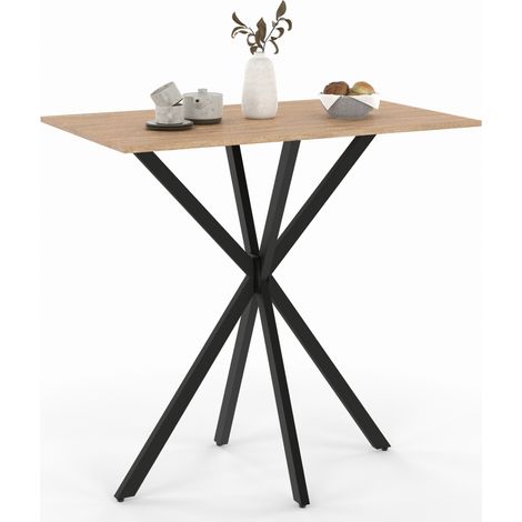 Idmarket – Table haute de bar rectangulaire 100 cm – Pied araignée en métal noir – Plateau en MDF bois – Pour 4 personnes – Style industriel moderne