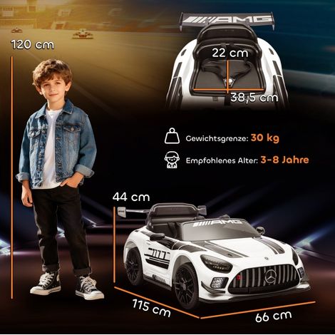 Elektrisches Kinderauto Mercedes AMG 115x66x44 cm Kunststoff Weiß, 2,4G – MEUBLIV (1/5)