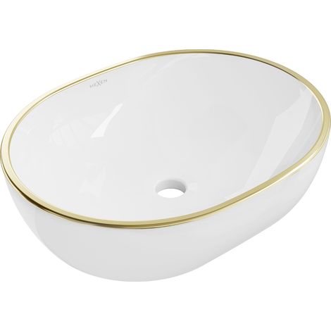 Mexen Viki lavabo de comptoir 48 x 35 cm, blanche/bord en or - 21054805 (1/5)