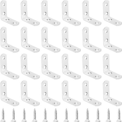 Stainless Steel Corner Brackets 40 x 40mm 90 Degree Angle Connector with Screws Metal Shelf for Mounting Silver (1/3)