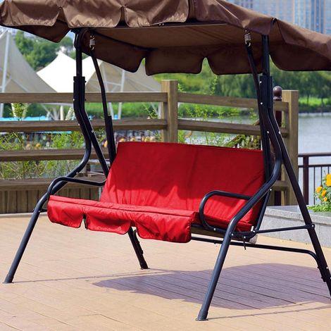 Balançoire extérieure 3 Places Chaise Coussin étanche Remplacement Housse de Chaise de Balançoire de Patio Facile à Nettoyer Protection du Jardin(Rouge) (1/5)