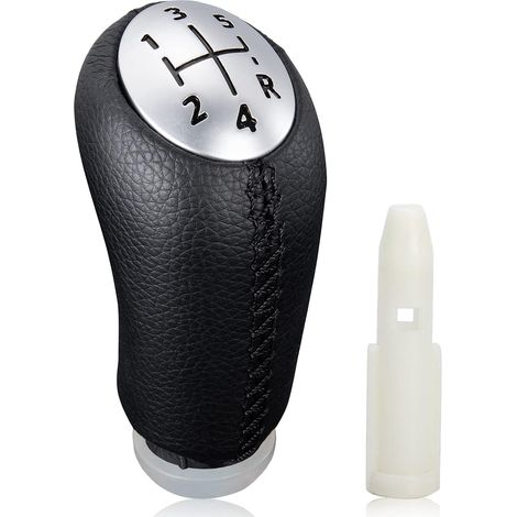 CCYKXA 5 Speed Manual Gear Shift Knob for Renault Clio III 2005-09, Megane 2 Laguna 2 2003-09, Clio 4 2012-19 Black Leather, with Adapter (1/5)