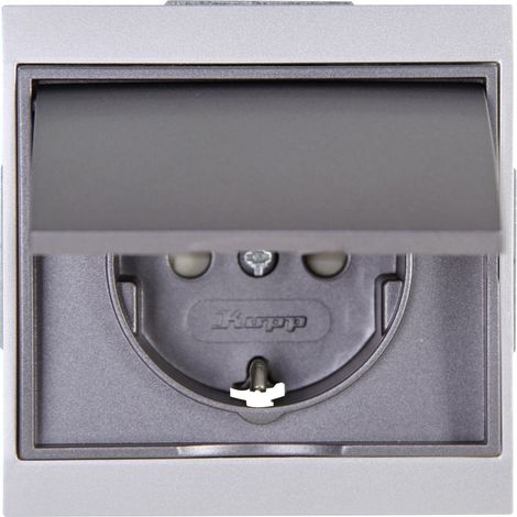 Kopp Schutzkontakt-Steckdose mit Deckel MALTA silber-anthrazit, 911550081 Kopp