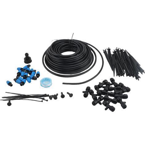 Quick-connect drip irrigation system, automatic misting kit with misting tubes and nozzles for garden, greenhouse and lawn (1/5)