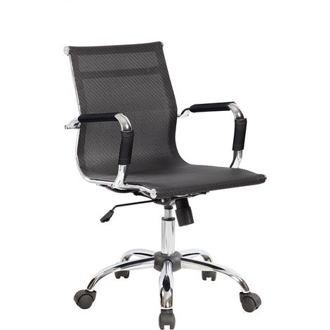 Poltrona da Ufficio Direzionale Dallas con Braccioli 54x62x92-102 cm in Rete Traspirante Nero (1/4)