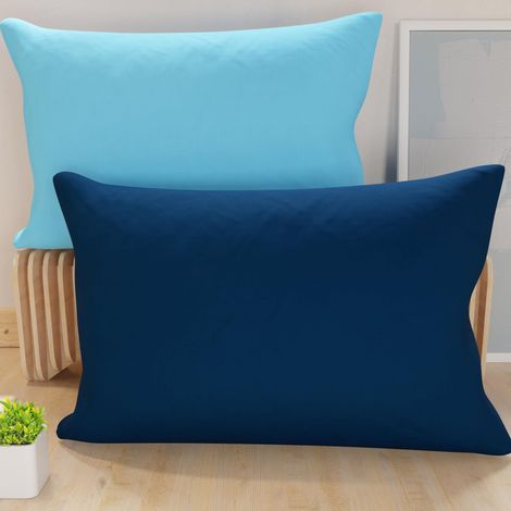 Lot de 2 Taies d'oreiller de Lit 70x50 cm, Housses de Coussin Unies Double Face Bleu Ciel Bleu Nuit, Taie Oreiller 100% Microfibre Hypoallergénique