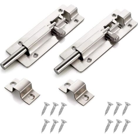 2 pezzi catenaccio per porta da 4 pollici (97 mm)，catenaccio scorrevole in acciaio inox 304，catenaccio rinforzato，facile installazione (1/5)