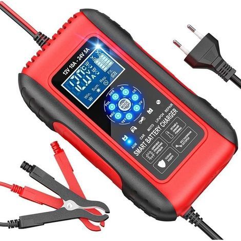 10A 12V-24V Smart-Batterieladegerät für Auto und Motorrad, automatischer Batterieerhaltungslader mit LCD-Bildschirm Fo[32] (1/4)