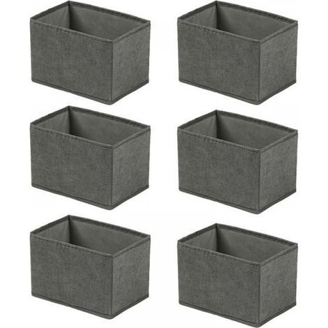 Boîte de rangement multifonctionnelle pliable pour vêtements en imitation lin, petite taille [fermeture éclair] 14x14x12cm, gris 6 pièces (1/5)