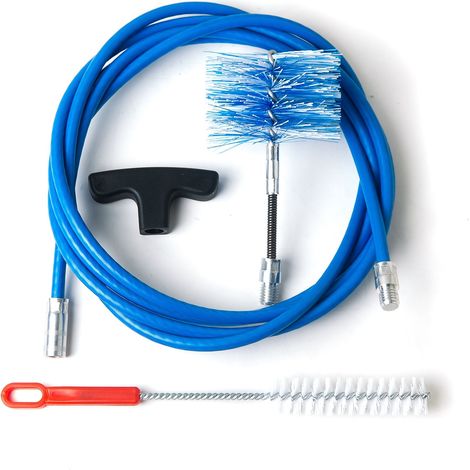 Kit 3 Metri + Scovolo FLEX 80mm Kit Pulizia Stufa a Pellet Tubi canna fumaria con Curve Blu (1/4)