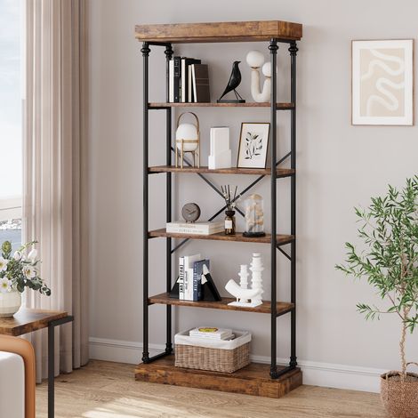 Bibliothèque,6 Niveaux,Étagère de Cuisine,Bibliothèque pour Salon,Chambre,Bureau,Étagère en Bois Design Industriel,187 x 80 x 30 cm (1/5)