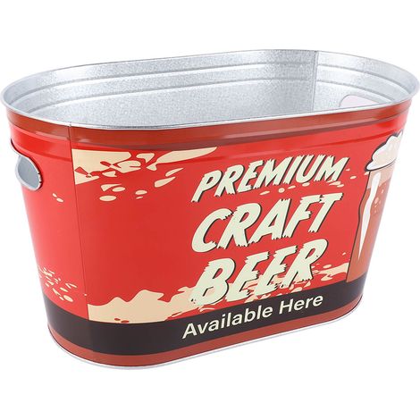 Seau à bière ovale avec anse latérale, grande capacité, antirouille élégant, idéal bar et barbecue, seau à champagne premium, petit format artisanal (1/5)