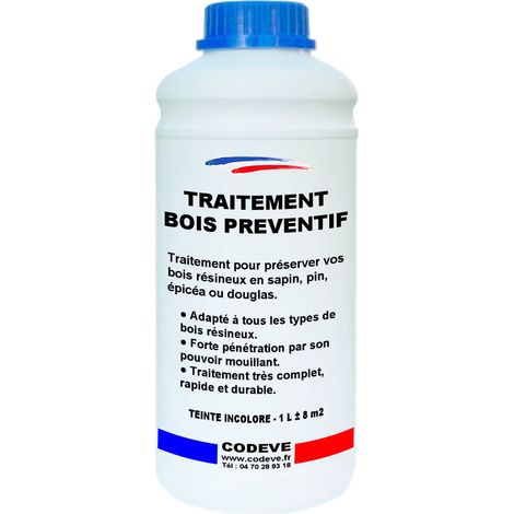 Traitement Bois Preventif - 1 L   - Codeve Bois - Pour La Protection De Votre Bois Résineux En Pin, Sapin Ou Douglas.
