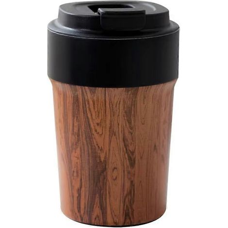 Mug isotherme imitation bois 350 ml, idéal pour les voyages (1/5)