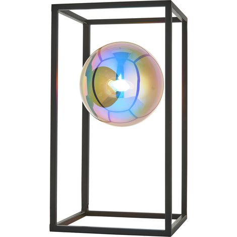 Endon Kinjo Lampe de table noir mat, verre irisé, 1x G9 (1/5)