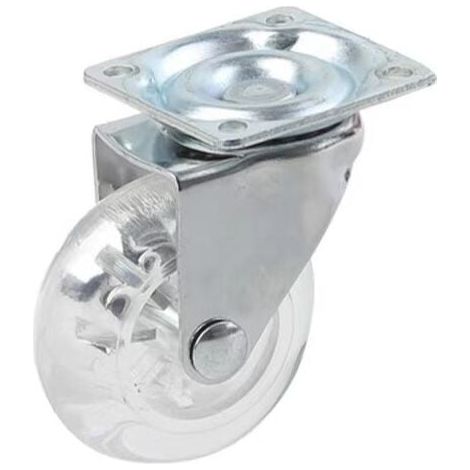 Lot de 4 roulettes transparentes de 50 mm avec frein pour transport, facile à déplacer, convient à toutes les surfaces (50 mm), revêtement caoutchouc transparent, charge totale 140 kg. (1/3)