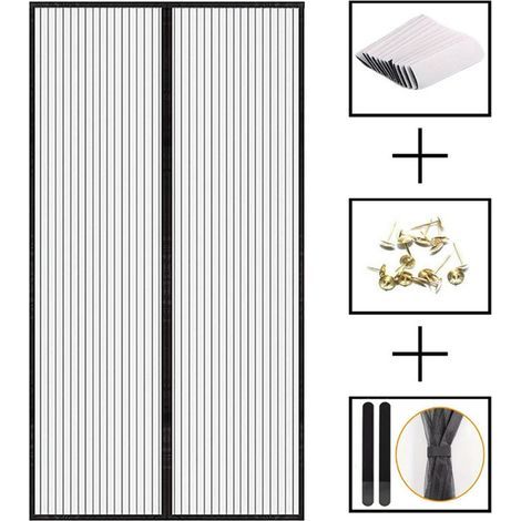 Moustiquaire Magnétique Pour Porte, Auto-AdhéSif en Maille Ultra Fine Aimantée Rideau, Fermeture Automatique Installation sans Outil Facile Anti Moustique Rideau,sans Percer,90X210cm (1/5)