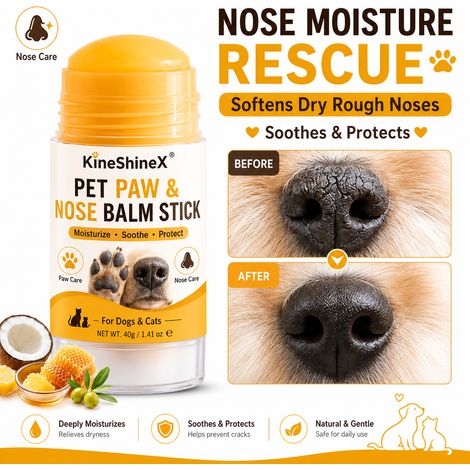 KineShineX Pet Paw & Nose Feuchtigkeitsbalsam: Schützt Pfoten und Nase, spendet intensive Feuchtigkeit, beugt Trockenheit vor und pflegt die Pfotenballen und die Nase von Katzen und Hunden.