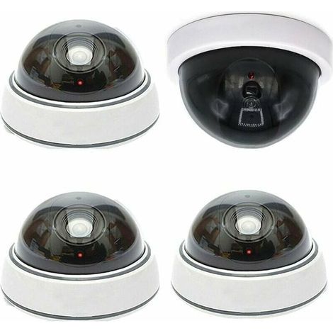 4PCS Caméra Factice Dme sans Fil Faux Simulation de Sécurité Extérieur avec Look Réaliste LED IR pour Protection de Sécurité de Magasin et Maison (1/5)