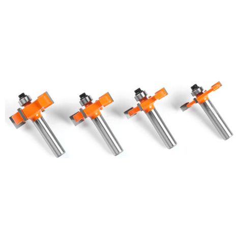 RHG 4pcs 8mm 4-Lame Fraise à Bois T-Forme Fraise de Rainure Set Coupe Outil de Travail du Bois Orange Lame Hauteur:4mm,6mm, 8mm, 10mm (1/5)