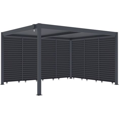 Pérgola bioclimática con 7 lamas de aluminio <> - 3 x 4 m - Gris (1/5)