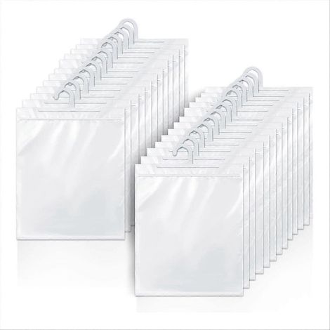 Lot de 24 sacs de rangement suspendus, grands crochets, sacs en plastique transparents de 25 x 32 cm (10 x 12,5 pouces) pour salles de classe, bibliothèques et pharmacies (1/5)