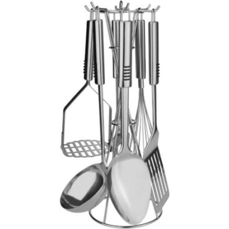 Set di 7 utensili da cucina in acciaio inox, colore grigio, modello BH-7786 (1/3)