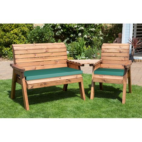Three Seat Companion Set Angled with Cushions - W230 x D90 x H98 - Fully Assembled - Green