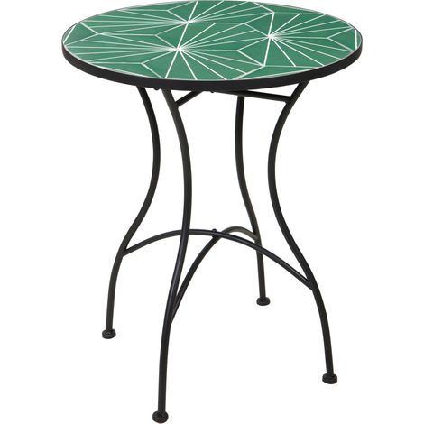 Table basse en métal avec mosaïque en forme de feuilles, 60 x 72 cm, de jardin (1/3)