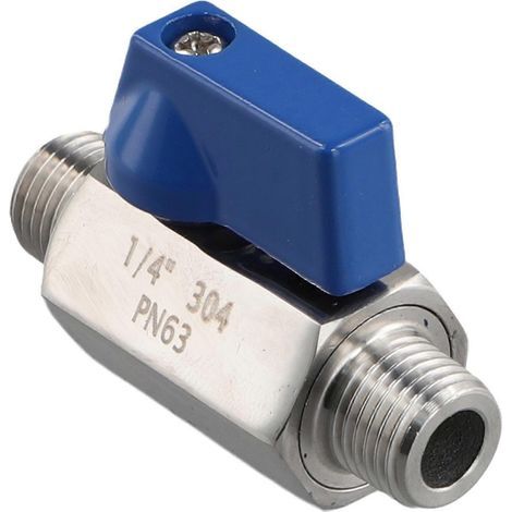 Vanne à bille en acier inoxydable - Mini vanne à bille mâle 1/4 pouce NPT (1/4 pouce mâle et mâle) (1/5)