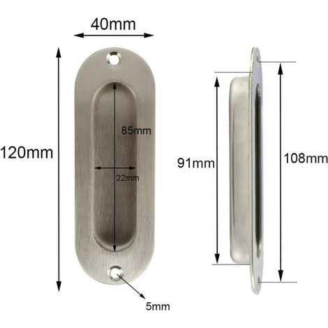 Poignée encastrée 2 pièces poignée de porte porte coulissante poignée de porte coulissante poignée encastrée en acier inoxydable poignée encastrée poignée de meuble avec accessoires à vis (1/4)