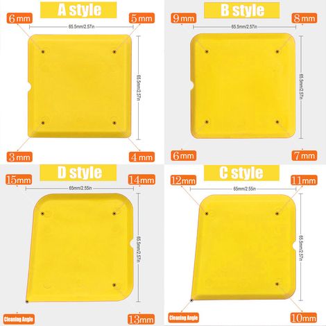 Grattoir en 4 parties (jaune) grattoir multifonctionnel pour joints en silicone, ensemble d'outils d'application et de finition des joints (4 pièces), grattoir en silicone (1/5)