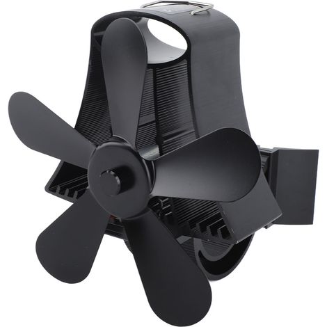 Ventilateur magnétique mural pour cheminée, fonctionnement silencieux, 5 pales, alimenté par la chaleur, pour poêle à bois et brûleur à bûches, noir (1/5)