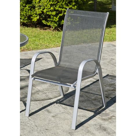Pack de 2 sillones apilables acero/textilen Seul-3. 94 cm(alto) 54 cm(ancho)84 cm(fondo) (1/2)